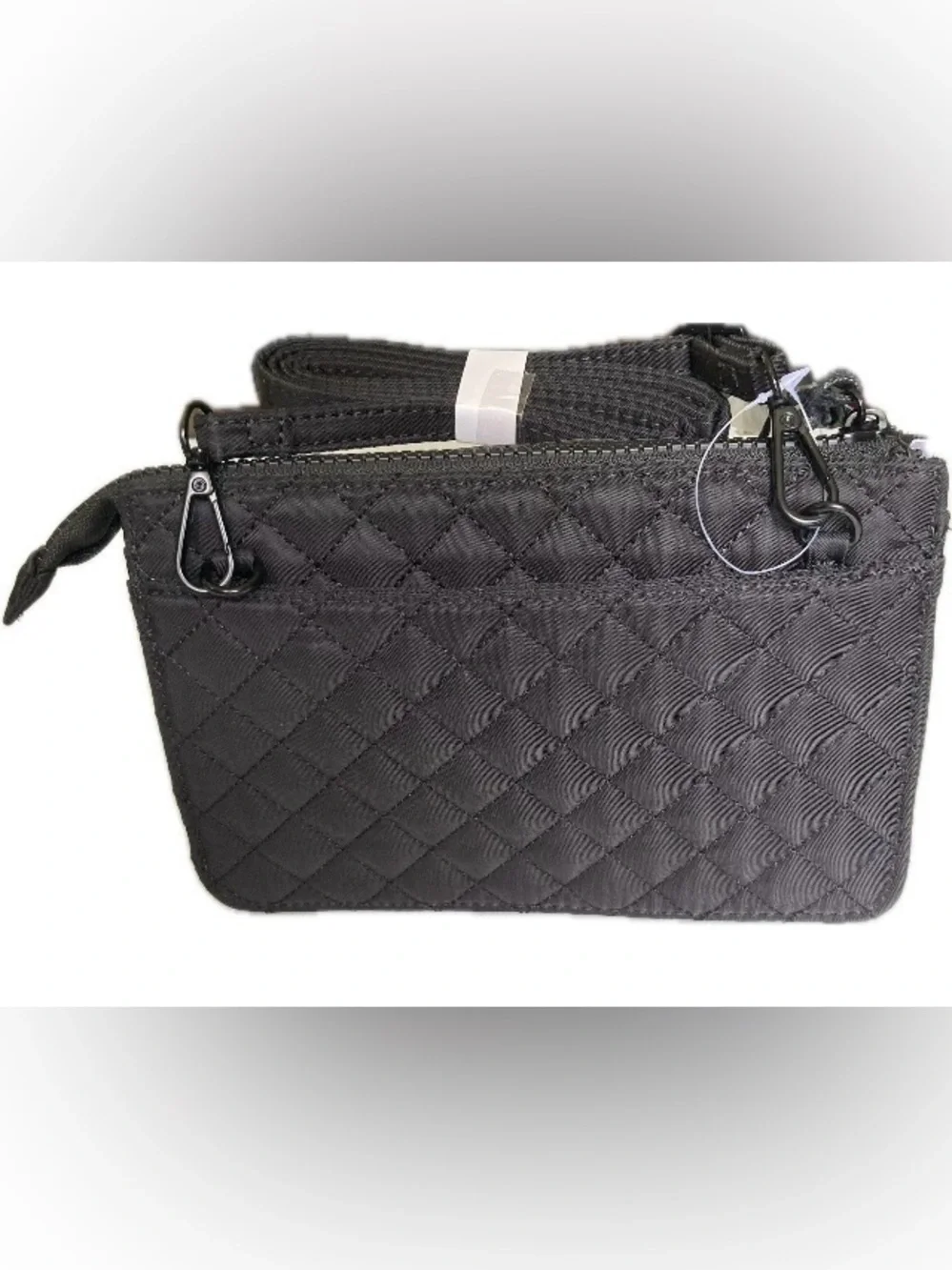 NWT SAMANTHA BROWN Quilted Crossbody Travel Bag Organizer Black